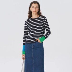 Striped knitted long sleeve top , size L